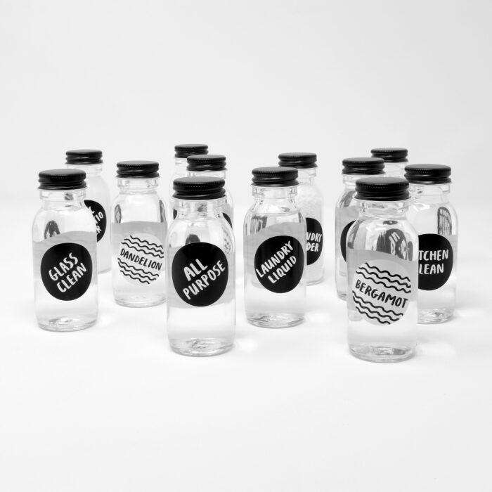 Fill samples in glass bottles