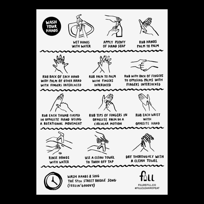 Fill Wash Your Hands Risograph Poster