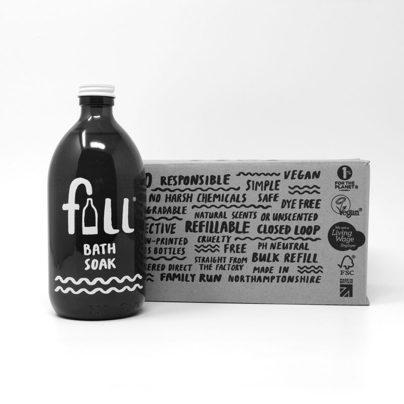 Fill Refill bath soak glass bottle