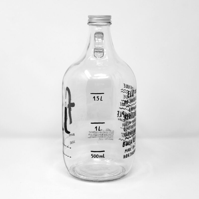 Fill Refill Clear Glass growler