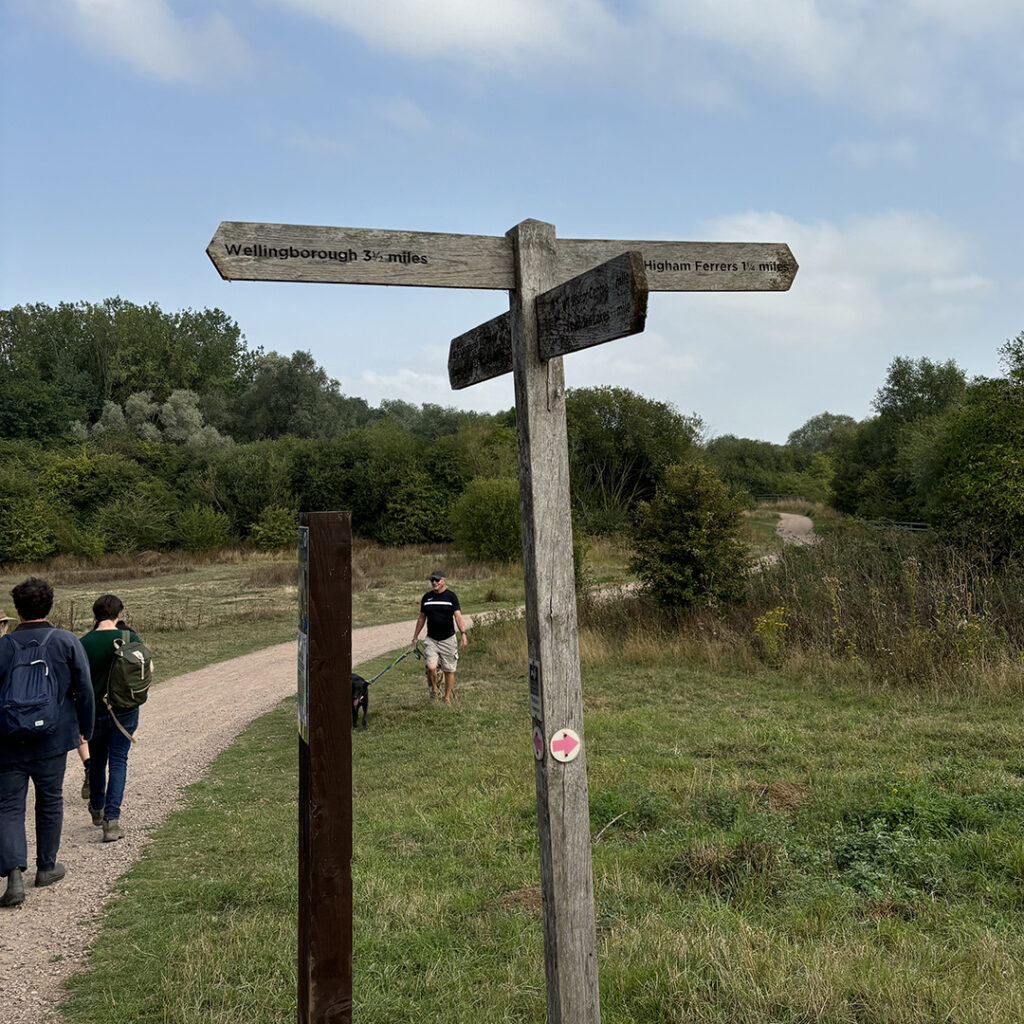 Sign post for at the Nene Wetlands.